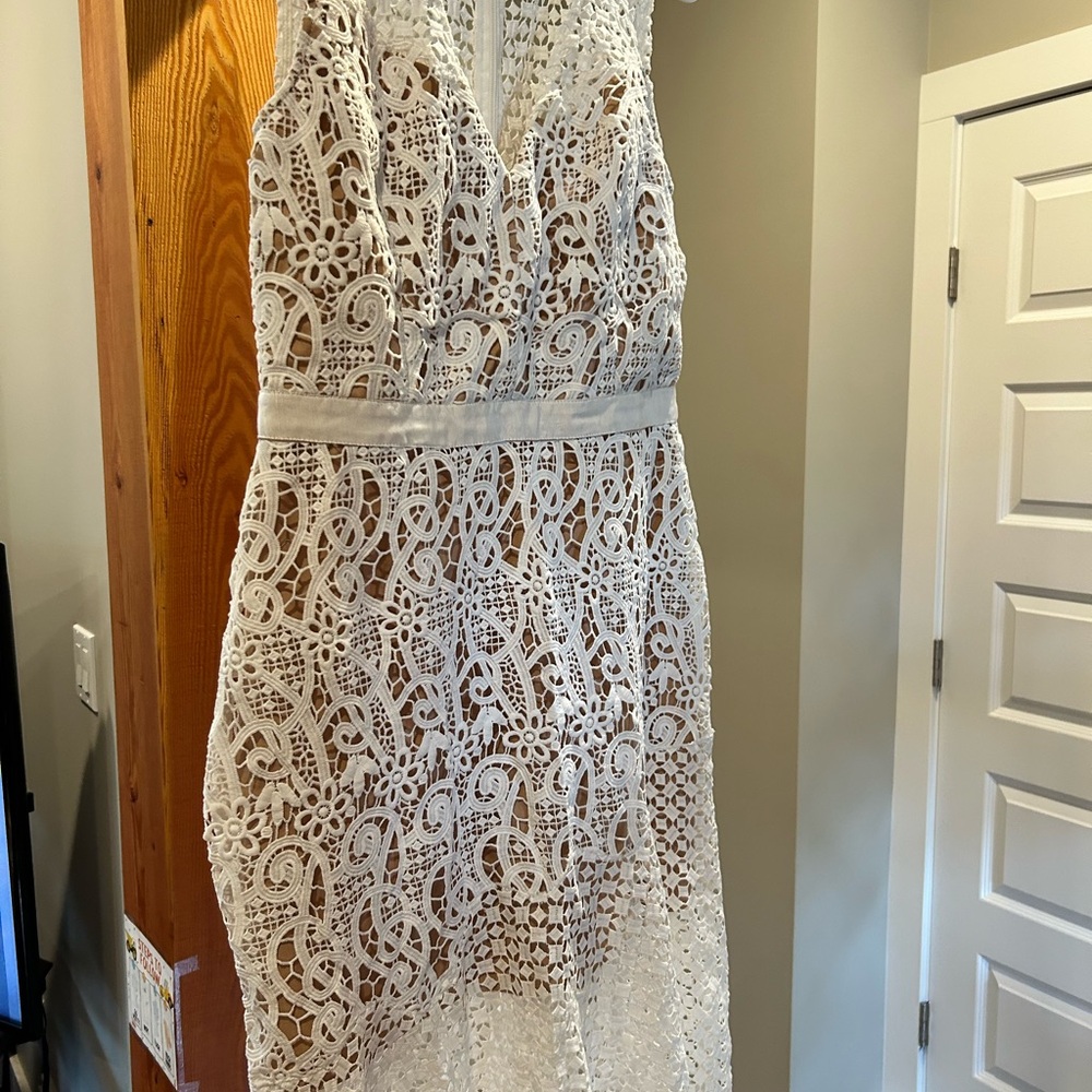 Adelyn Rae White Lace Midi Dress
